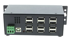 Industrial 12-Port USB 2.0 Powered Hub for PC-MAC DIN-RAIL Mount