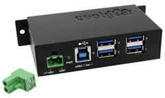 USB 3.1 4 Port Mountable Hub or Charger with 2A Per Port and ESD Protection
