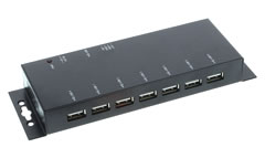 Metal 7-Port USB 2.0 Powered Slim Hub for PC-MAC with Power Adapter image